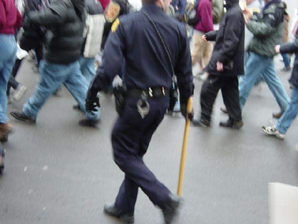 he walks with a big ...