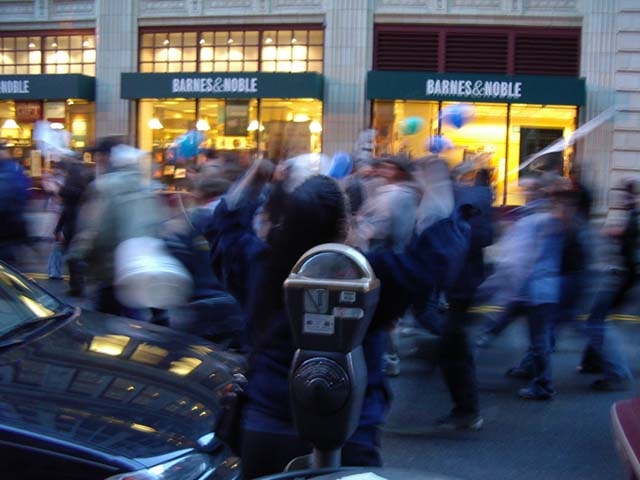 Marching downtown...