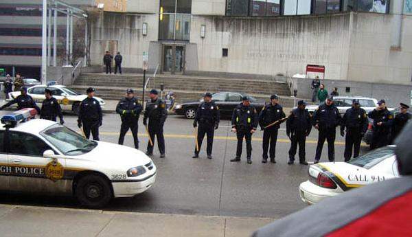 Cops in front of the...