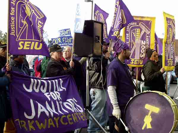 Demonstrators at the...