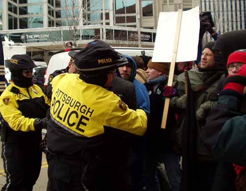 Police forcing the c...