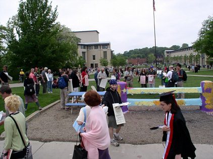 distributing flyers...