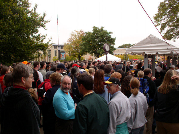The crowd around the...