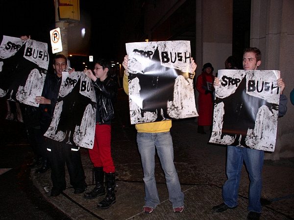 signs held for the t...