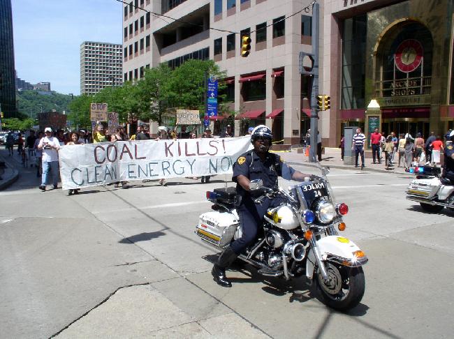 Police Leading March...