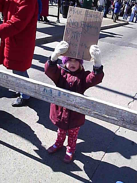 Child and sign...