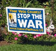 New! Vote Peace lawn signs available!