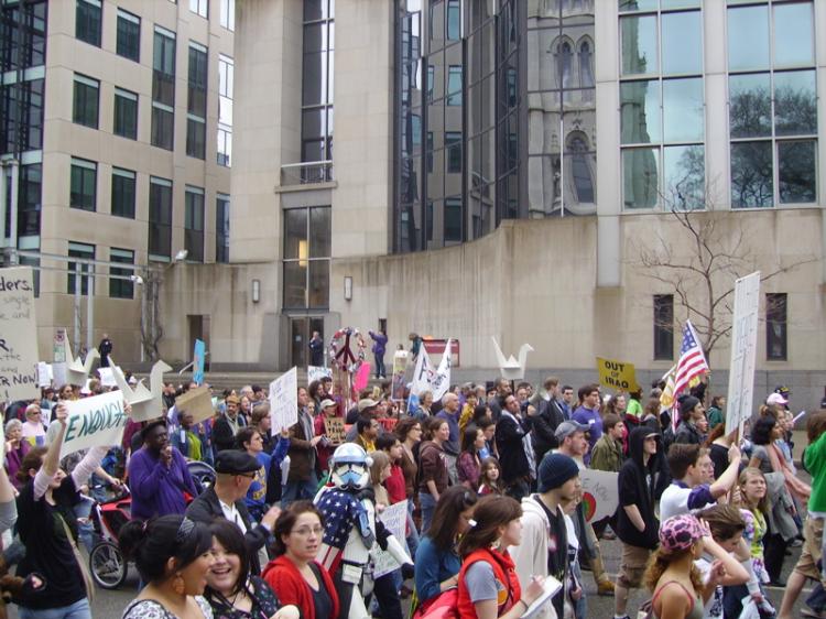 march streams past s...