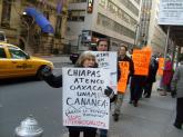 Picket line in New York City protests repression of striking miners in Cananea, MX