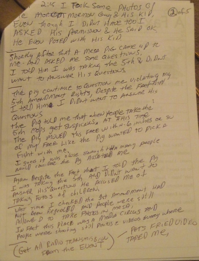 false arrest at Mesa...