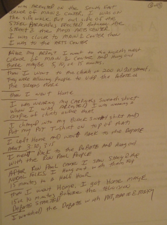 false arrest at Mesa...